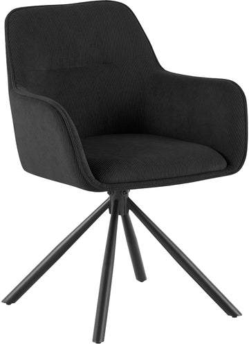 Eetkamerstoel Tipton met Corduroy Bekleding | Kleur: zwart | Afmetingen: 58x59x84 cm