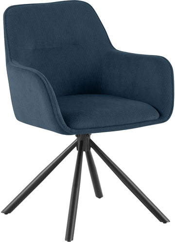 Eetkamerstoel Tipton Corduroy met Draaifunctie | Kleur: blauw | Afmetingen: 58x59x84 cm