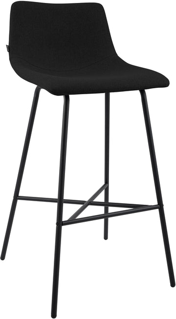 Barkruk Altona - Moderne barkruk met rugleuning | Kleur: Zwart | Afmetingen: 44x49x98 cm