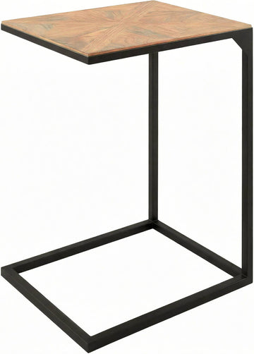 Bijzettafel Velaro met houten mozaïekblad | Kleur: natura | Afmetingen: 45x35x61 cm