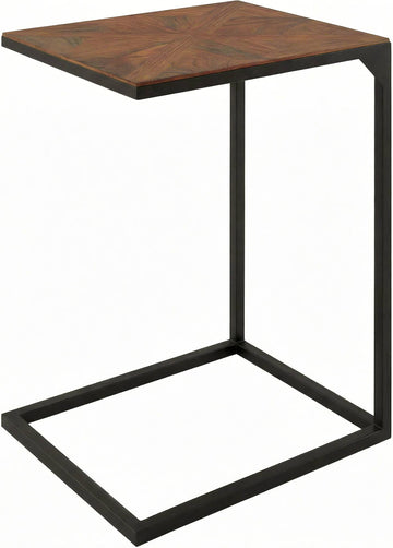 Bijzettafel Velaro - Hout, zwart C-onderstel | Kleur: Bruin | Afmetingen: 45x35x61 cm