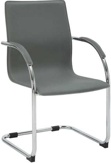 Sledestoel Noeleen - Kunstleren stoel met armleuningen | Kleur: Grijs | Afmetingen: 56x55x95 cm