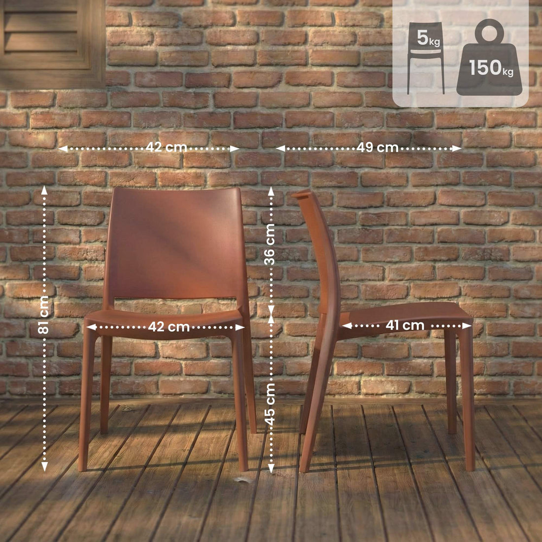 Set van 2 tuinstoelen Meton | Kleur: Terracotta | Afmetingen: 42x49x81 cm