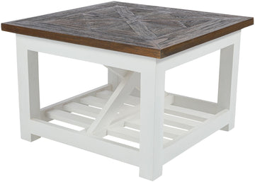 Salontafel Bastrop - Landhuisstijl van massief hout | Kleur: Bruin | Afmetingen: 60x60x40 cm