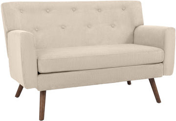 Kioni 2-zitsbank met ribcord bekleding | Kleur: Creme | Afmetingen: 120x74x81 cm
