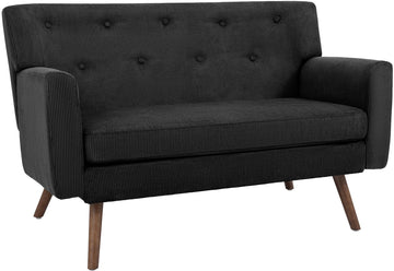 2-zitsbank Kioni met ribcord bekleding | Kleur: Zwart | Afmetingen: 120x74x81 cm