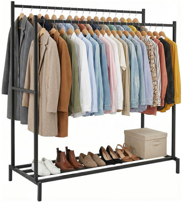 Karita kledingrek met schoenenrek | Kleur: Zwart | Afmetingen: 150x62x160 cm