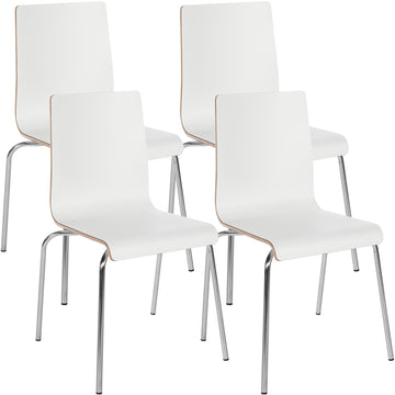 Set van 4 Gahanna stapelstoelen - Witte kuipstoelen | Kleur: Wit | Afmetingen: 49x49x85 cm