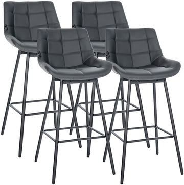 Set van 4 Weston draaibare barkrukken | Kleur: grijs | Afmetingen: 49x56x105 cm