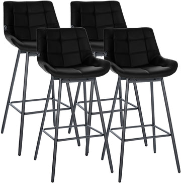 Set van 4 Weston draaibare barkrukken | Kleur: Zwart | Afmetingen: 49x56x105 cm