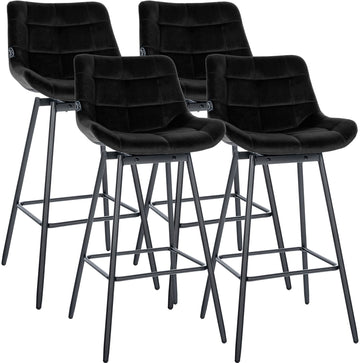 Set van 4 Weston draaibare barkrukken | Kleur: Zwart | Afmetingen: 49x56x105 cm