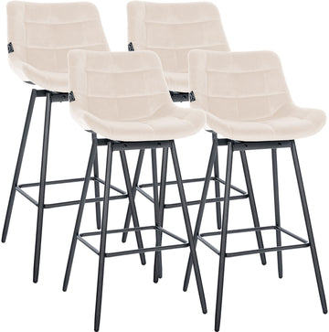 Set van 4 Weston draaibare barkrukken | Kleur: creme | Afmetingen: 49x56x105 cm
