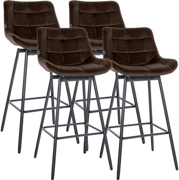 Set van 4 Weston draaibare barkrukken | Kleur: Bruin | Afmetingen: 49x56x105 cm