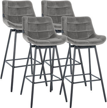 Set van 4 Weston draaibare barkrukken | Kleur: grijs | Afmetingen: 49x56x105 cm