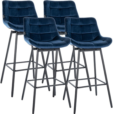 Set van 4 Weston draaibare barkrukken | Kleur: Blauw | Afmetingen: 49x56x105 cm
