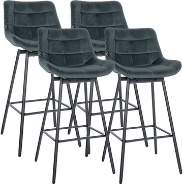 Set van 4 Weston draaibare barkrukken | Kleur: donkergrijs | Afmetingen: 49x56x105 cm