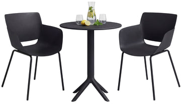 Tuinmeubelset Siora met 2 stoelen | Kleur: zwart | Afmetingen: 168x60x80 cm