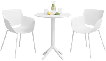Tuinmeubelset Siora met 2 stoelen | Kleur: Wit | Afmetingen: 168x60x80 cm