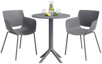 Tuinmeubelset Siora met 2 stoelen | Kleur: donkergrijs | Afmetingen: 168x60x80 cm