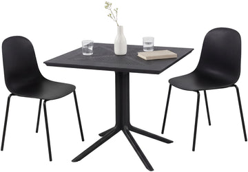 Tuinmeubelset Zeron met 2 stoelen | Kleur: zwart | Afmetingen: 186x80x85 cm