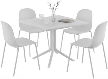 Tuinmeubelset Zeron met 4 stoelen | Kleur: wit | Afmetingen: 186x182x85 cm