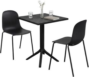 Tuinmeubelset Nerra met 2 stoelen | Kleur: zwart | Afmetingen: 166x60x85 cm