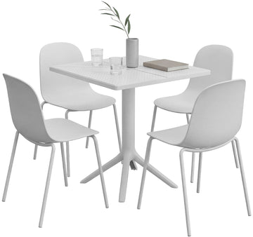 Tuinmeubelset Nerra met 4 stoelen | Kleur: Wit | Afmetingen: 166x162x85 cm