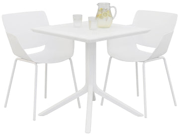 Lirra tuinmeubelset met 2 stoelen - Tuintafelset | Kleur: Wit | Afmetingen: 188x80x80 cm