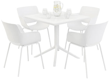 Lirra tuinmeubelset met 4 stoelen | Kleur: Wit | Afmetingen: 196x80x80 cm