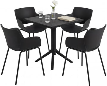 Tuinmeubelset Norva met 4 stoelen | Kleur: zwart | Afmetingen: 168x168x80 cm