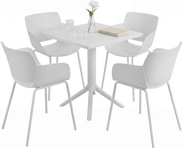 Tuinmeubelset Norva met 4 stoelen | Kleur: Wit | Afmetingen: 168x168x80 cm