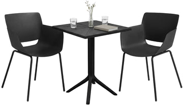 Tuinmeubelset Norva met 2 stoelen | Kleur: zwart | Afmetingen: 168x60x80 cm