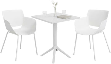 Tuinmeubelset Norva met 2 stoelen | Kleur: Wit | Afmetingen: 168x60x80 cm