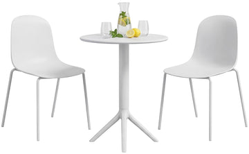 Tuinmeubelset Torin met 2 stoelen | Kleur: Wit | Afmetingen: 162x60x85 cm