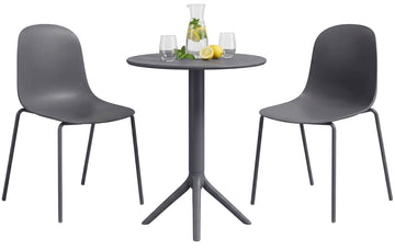 Tuinmeubelset Torin met 2 stoelen | Kleur: donkergrijs | Afmetingen: 162x60x85 cm