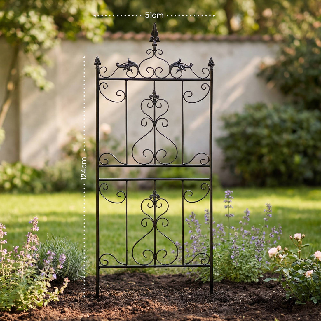 Set van 2 Klimrekken Myrte - Metalen Plantensteun | Kleur: antraciet | Afmetingen: 51x3x124 cm