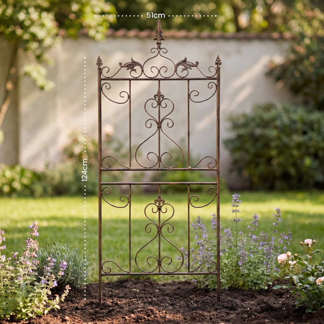 Set van 2 metalen klimrekken Myrte voor klimplanten | Kleur: bruin | Afmetingen: 51x3x124 cm