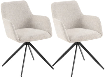 Set van 2 Olema eetkamerstoelen met stoffen bekleding | Kleur: Creme | Afmetingen: 56x62x81 cm