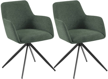 Set van 2 Olema eetkamerstoelen - 180° draaibaar | Kleur: groen | Afmetingen: 56x62x81 cm