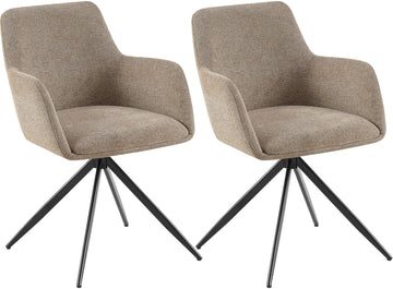 Set van 2 Olema eetkamerstoelen - Draaibaar | Kleur: Taupe | Afmetingen: 56x62x81 cm
