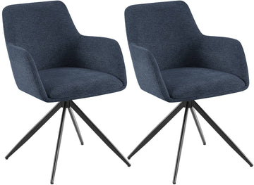 Set van 2 Olema eetkamerstoelen - draaibaar | Kleur: Blauw | Afmetingen: 56x62x81 cm