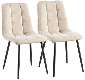 Set van 2 Eetkamerstoelen Antibes Ribstof | Kleur: creme | Afmetingen: 45x55x84 cm