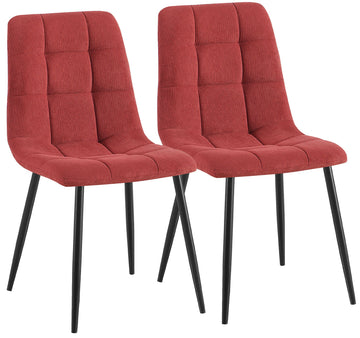 2 eetkamerstoelen Antibes ribstof | Kleur: Bordeauxrood | Afmetingen: 45x55x84 cm
