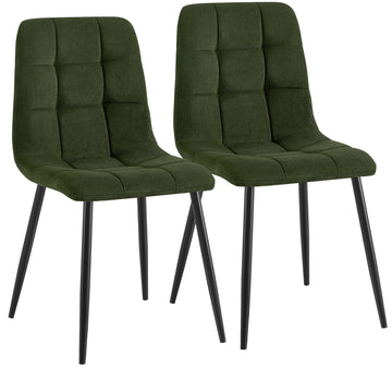 Set van 2 eetkamerstoelen Antibes - Ribstof | Kleur: Groen | Afmetingen: 45x55x84 cm