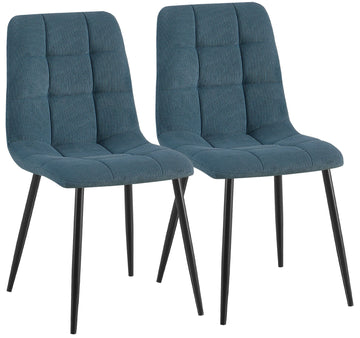 Set van 2 eetkamerstoelen Antibes ribstof | Kleur: Blauw | Afmetingen: 45x55x84 cm