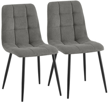 Set van 2 eetkamerstoelen Antibes ribstof | Kleur: Grijs | Afmetingen: 45x55x84 cm