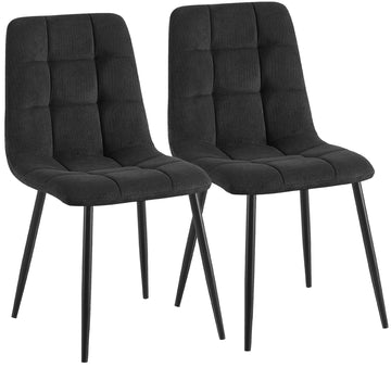 Set van 2 eetkamerstoelen Antibes ribstof | Kleur: zwart | Afmetingen: 45x55x84 cm