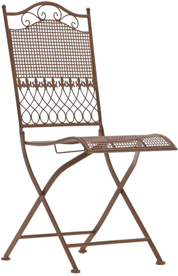 Tuinstoel Kiran - Opvouwbare metalen stoel | Kleur: antiek bruin | Afmetingen: 41x50x91 cm