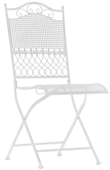 Tuinstoel Kiran - Opvouwbare metalen tuinstoel | Kleur: Wit | Afmetingen: 41x50x91 cm