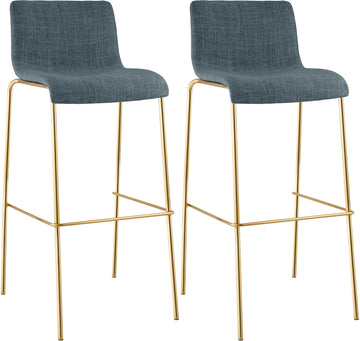 Set van 2 Barkrukken Hover - Stoffen zitting | Kleur: Blauw | Afmetingen: 43x48x100 cm